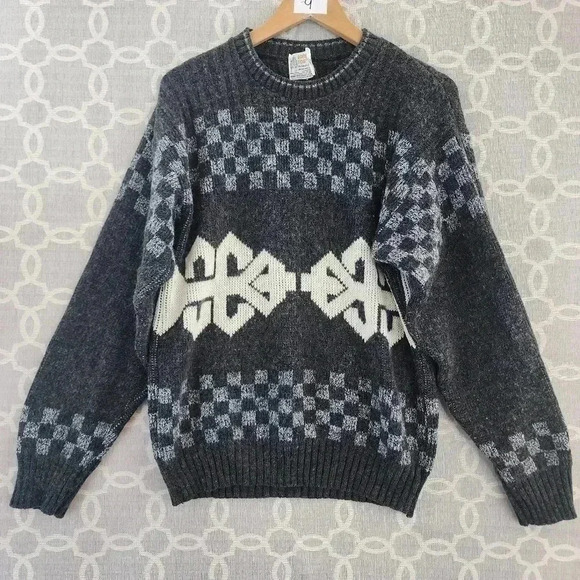 Vintage London Fog Made In USA Wool Blend Pullover Checkered Men's Sweater M - Picture 1 of 8